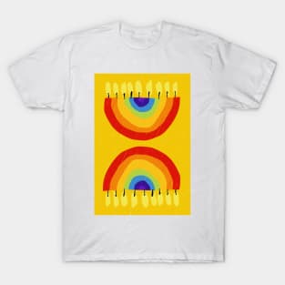 Rainbow Chanukiah Yellow Print T-Shirt